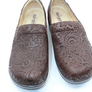 Alegria by PG Lite Women Comfort shoes S 43 (US 11.5 Brown Emboss Leather Slip